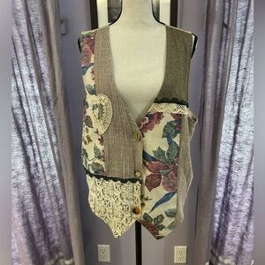 Vintage Judy Knapp Floral Patchwork Vest
